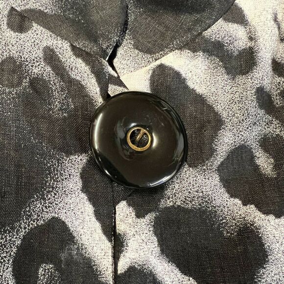 Berek Animal Print 100% Linen Work Business Short Jacket Black White Medium - Picture 5 of 6